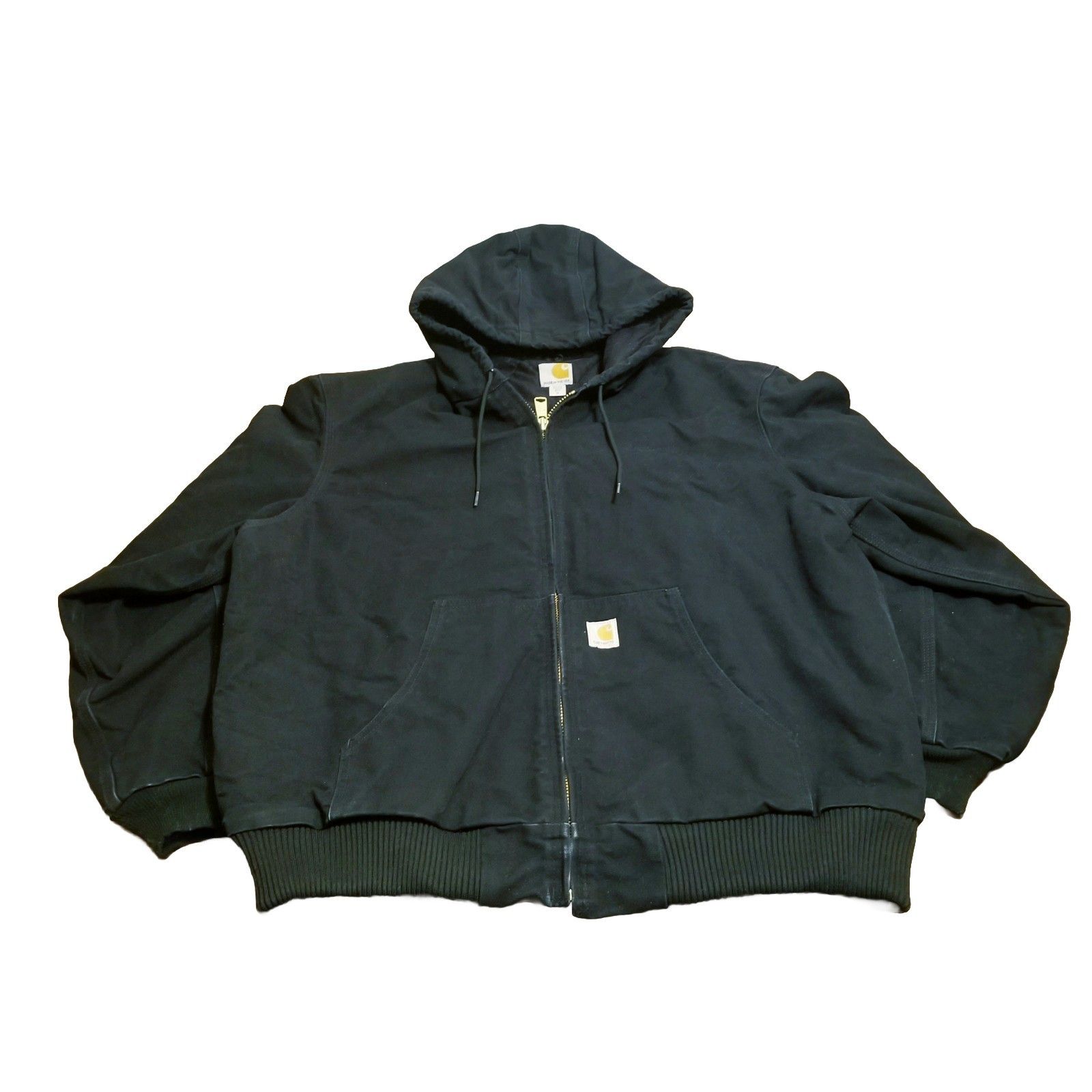 Carhartt J140 Jacket Men Size Xl Black Chore Hooded Canvas Workwear Vtg Usa Made